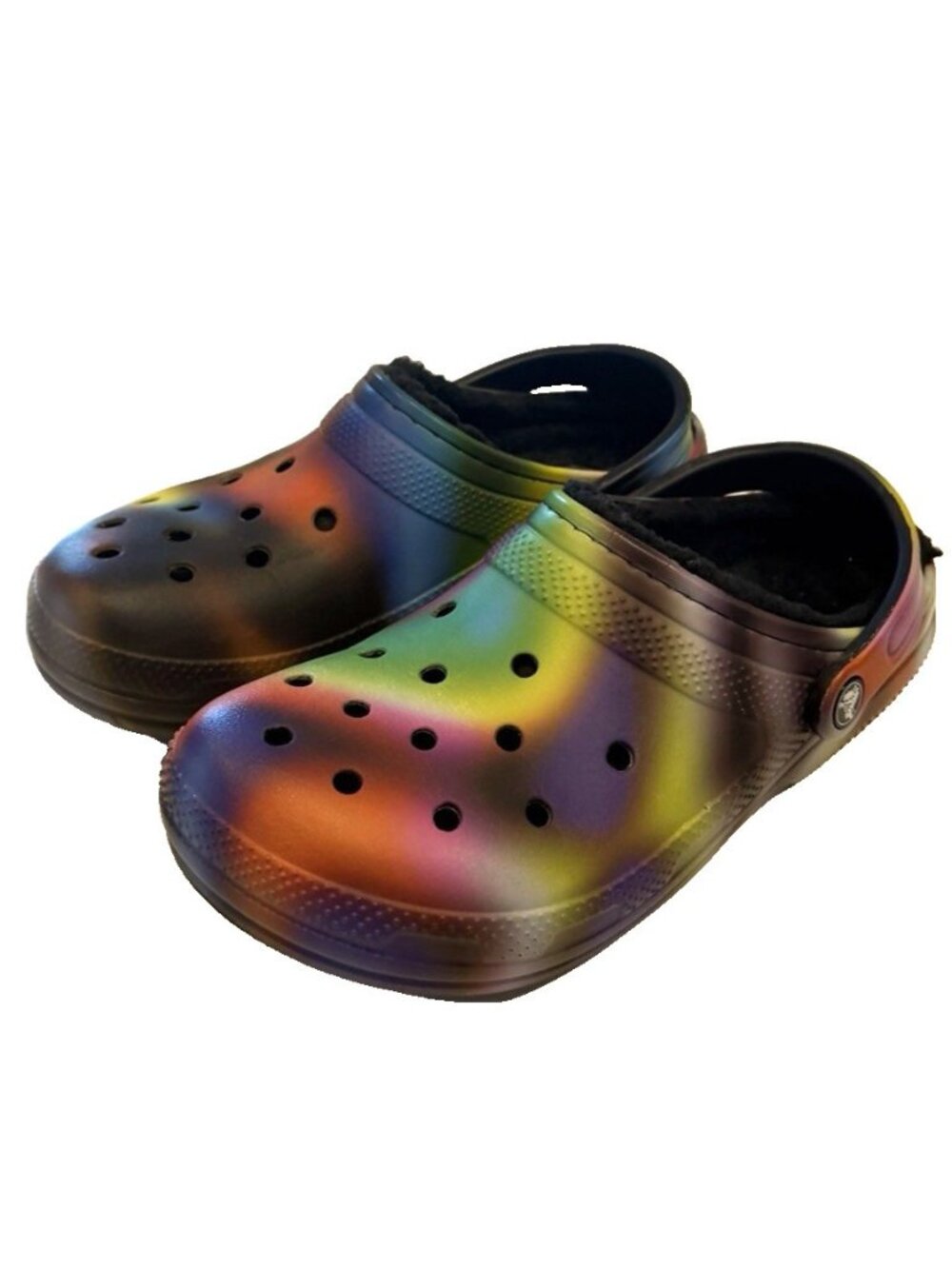Crocs Men's Classic Solarized Clogs Slip-On Sandal Black Multi  7 Men/9 Women